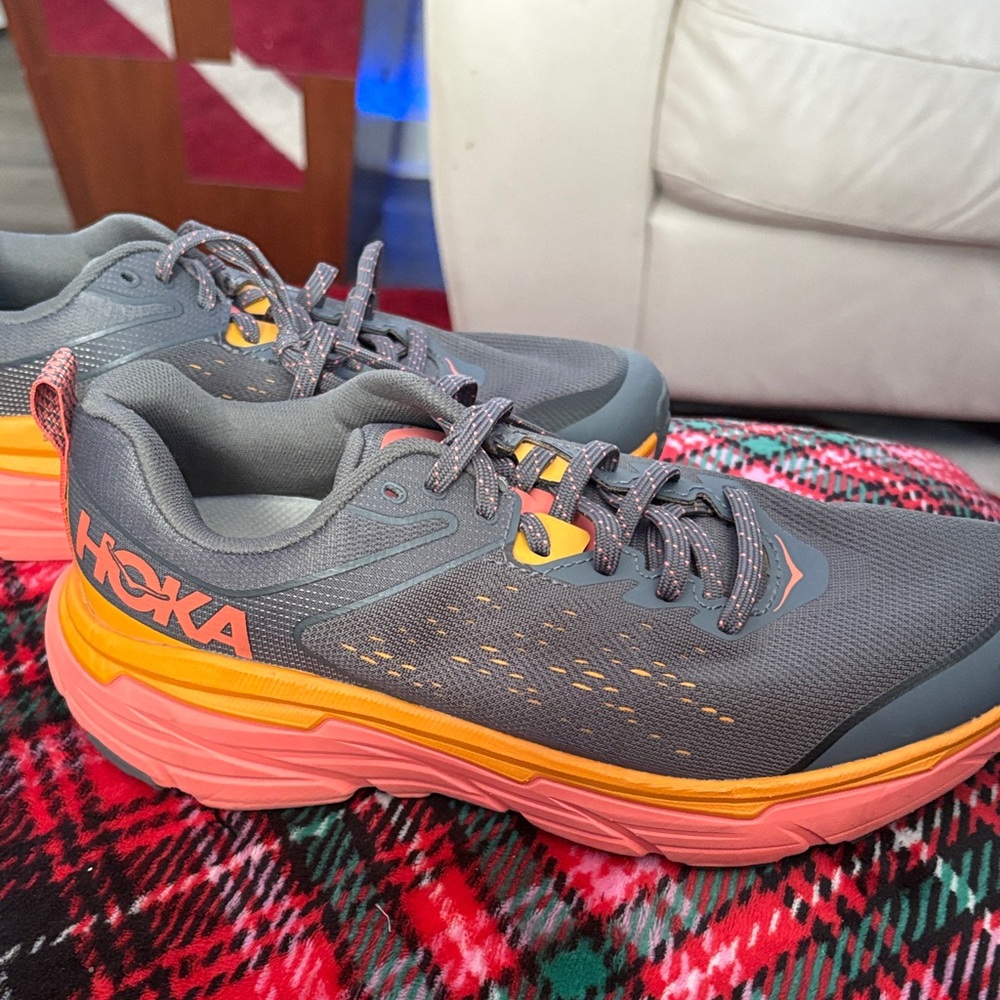 Hoka Charcoal and Tangerine Running Shoes - Picture 5 of 5